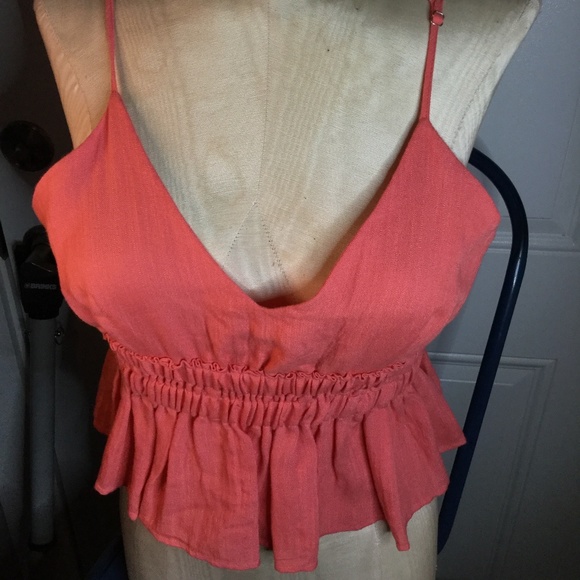 Blush Coral Peplum Crop Cami - Picture 1 of 3